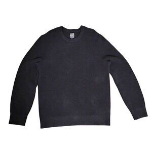 Gap Mens L Black Cotton Crew Neck Sweater Ribbed Knit